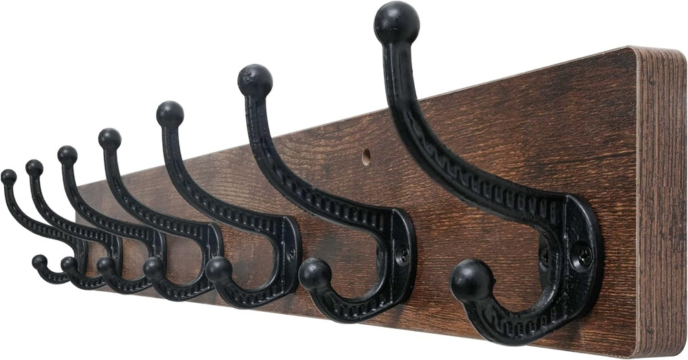 WEBI Rustic Coat Rack Wall Mount,30" Long 7 Cast Iron Coat Hooks Wall Mo...