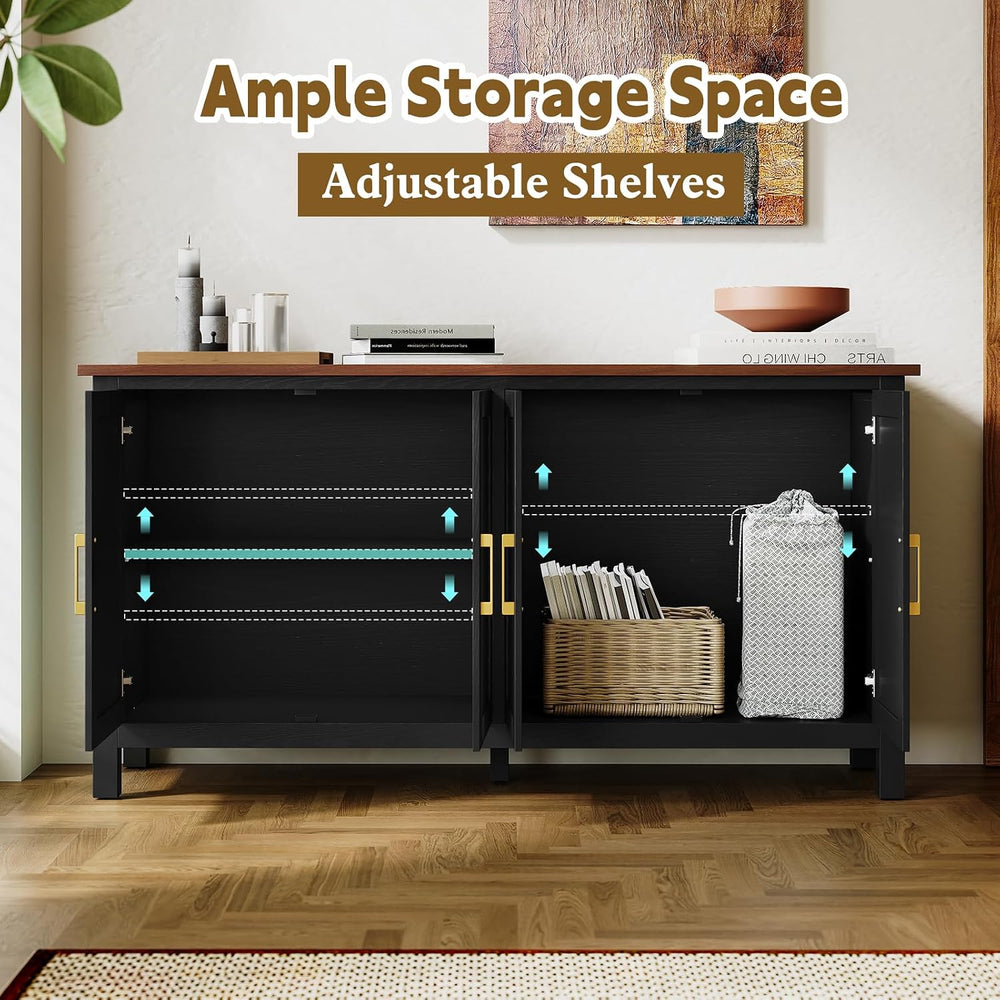 ARTPOWER 60" Sideboard Buffet Cabinet with Storage, Credenza Black
