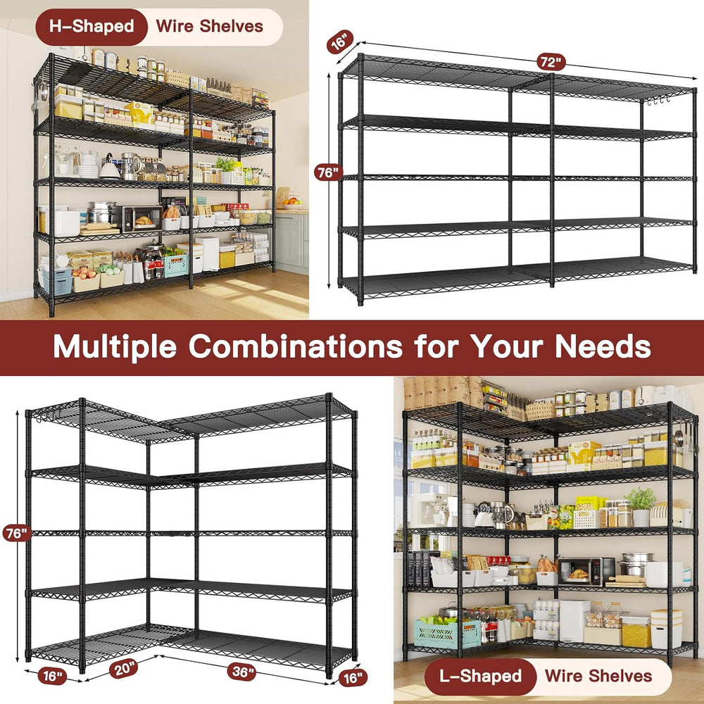 PrimeZone Heavy Duty Shelving Corner Shelves Pantry Shelving l Shaped Shelf
