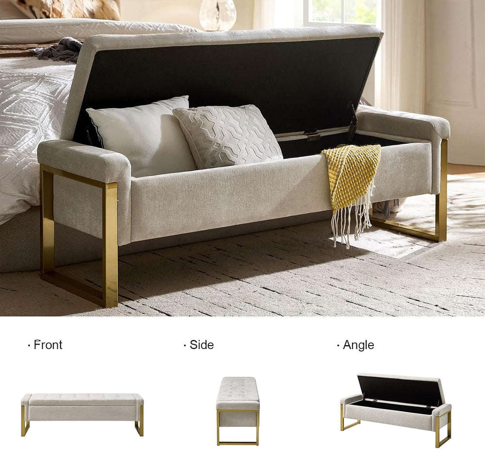 EcoHarbor Living Modern Storage Ottoman Bedroom Bench, End of Bed Bench with ...