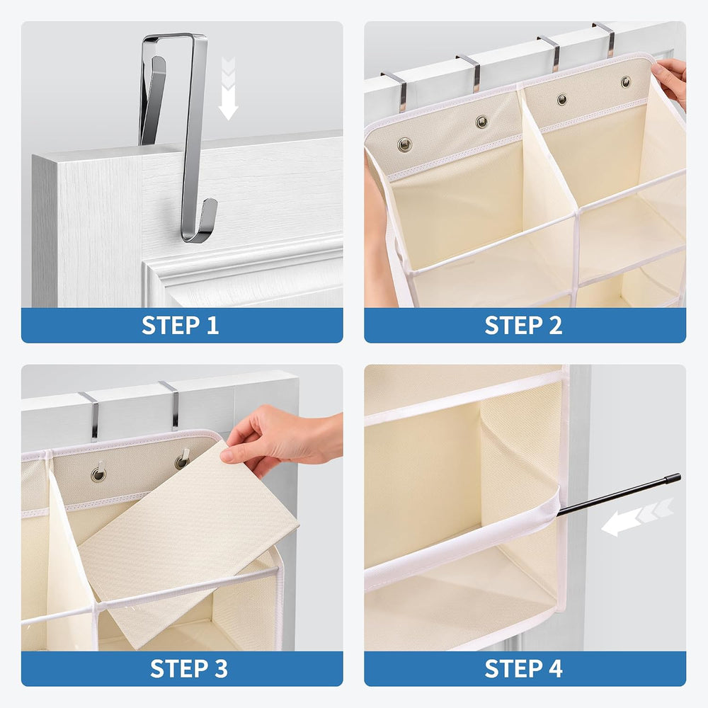 JARLINK Over the Door Organizer, Extra Large Storage for Bedroom, Beige