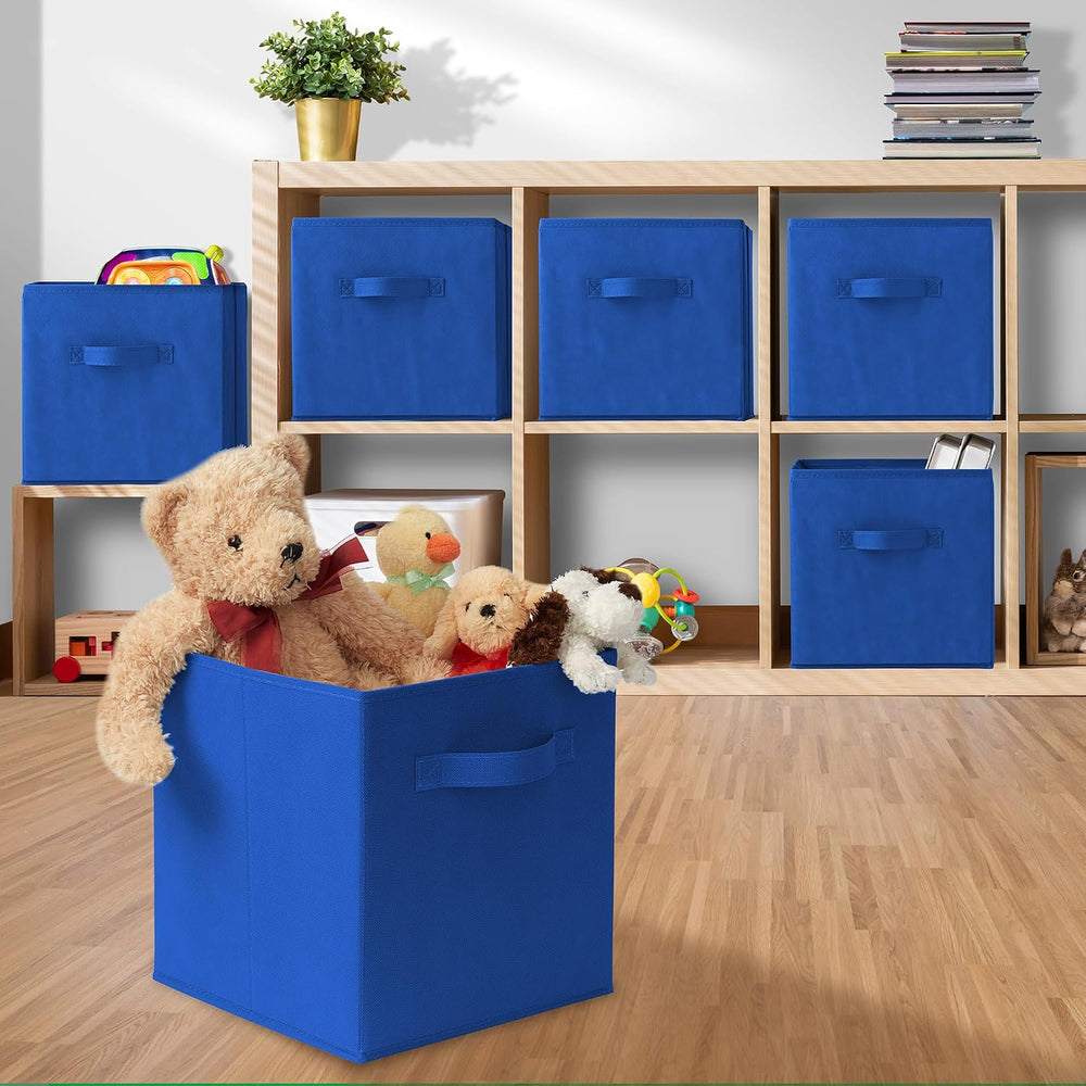Casafield Set of 12 Collapsible Fabric Cube Storage Bins, Royal Blue - 11&quo...