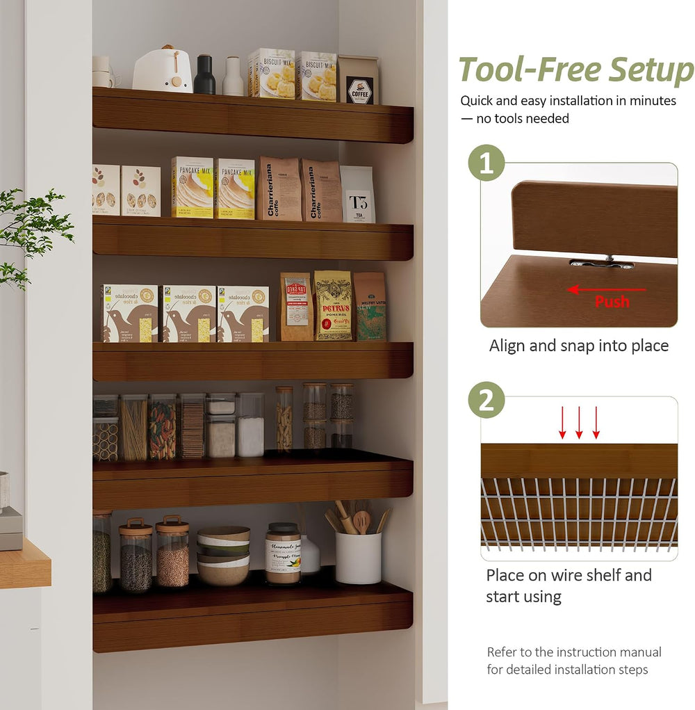 Wire Shelf Covers,30" W x 16" D,5pcs,Walnut