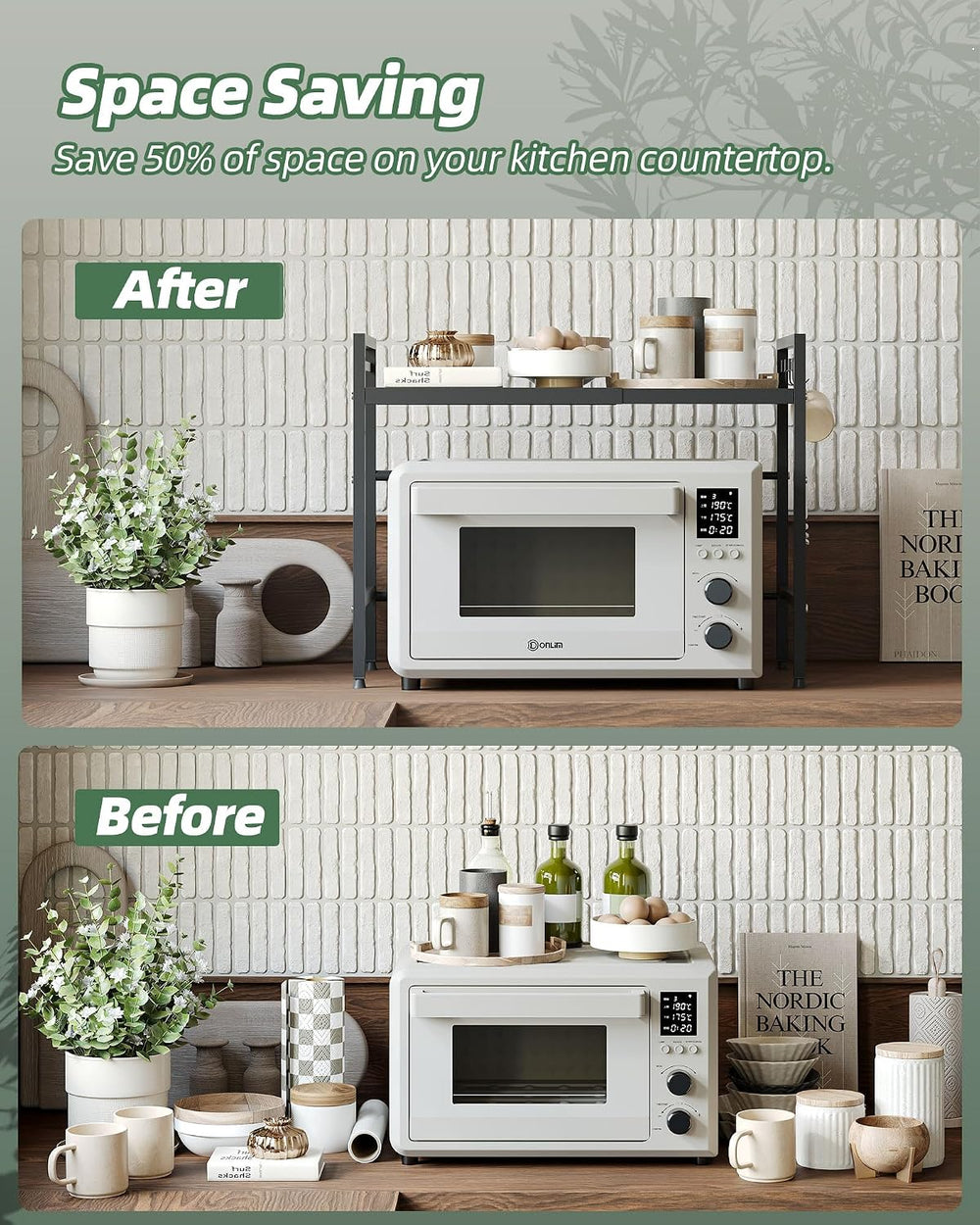 2 Tier Expandable Microwave Stand countertop,Microwave Oven Rack