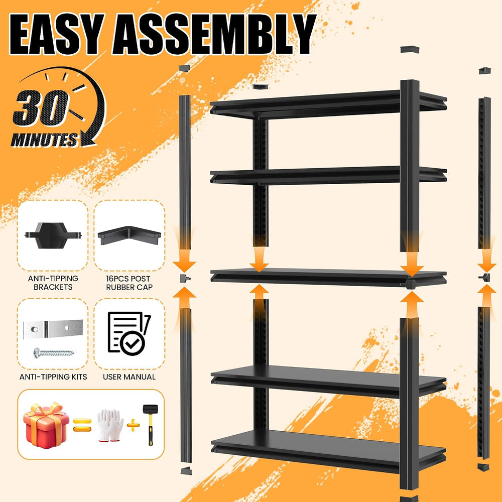 63" H Garage Shelving, Heavy Duty Storage Shelves, Garage Storage Shelve...