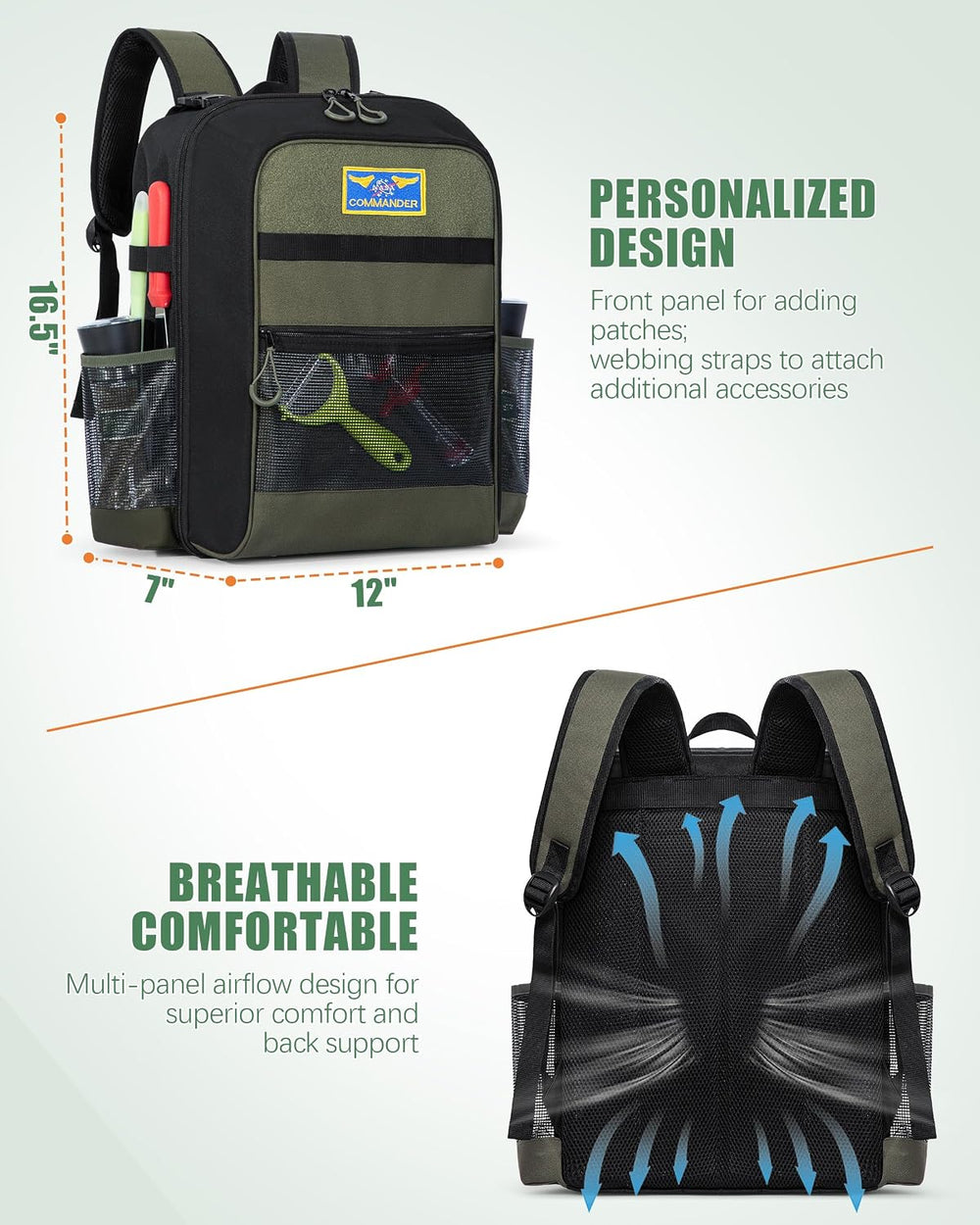 Marscamd Camp Kitchen Organizer Backpack with Paper Towel Holder, Black