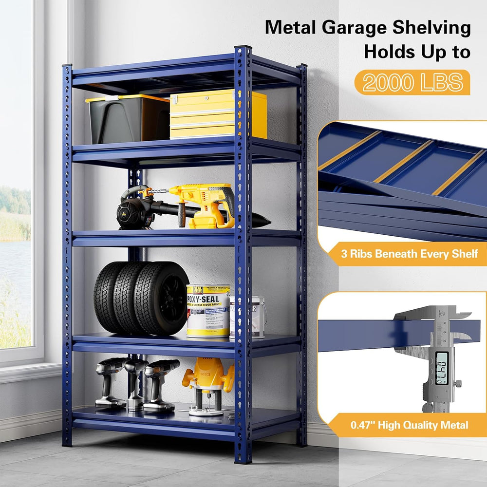 REIBII Garage Shelving 2000 LBS Storage Shelves Heavy Duty Metal Shelving Uni...