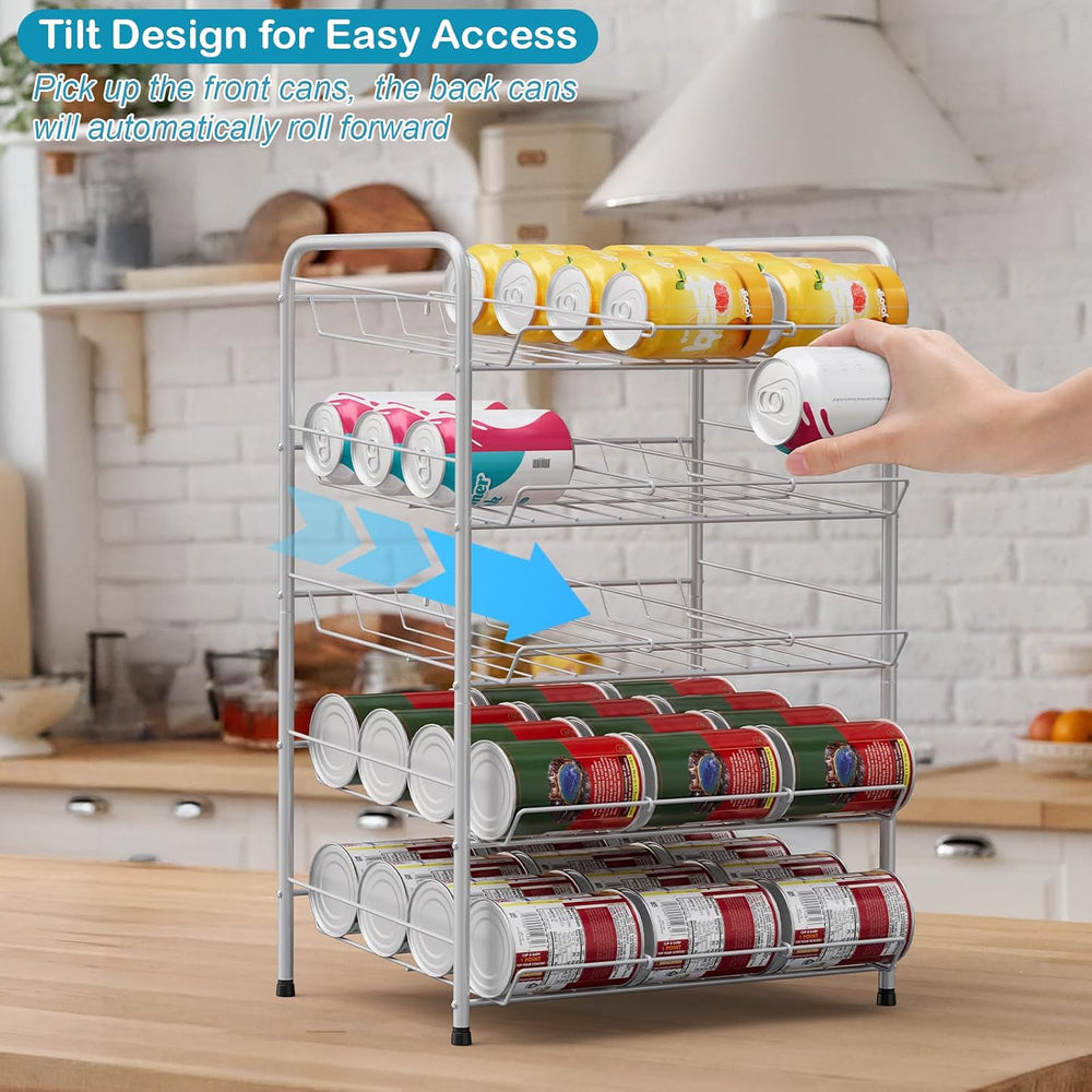 Vrisa Can Organizer for Pantry Canned Food Storage Rack for Kitchen, Silver