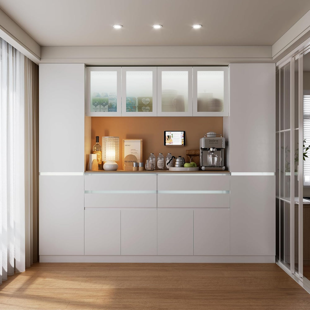 Bobve Giant Storage Cabinet with LED/Charging Station,Multifunctional Pantry ...