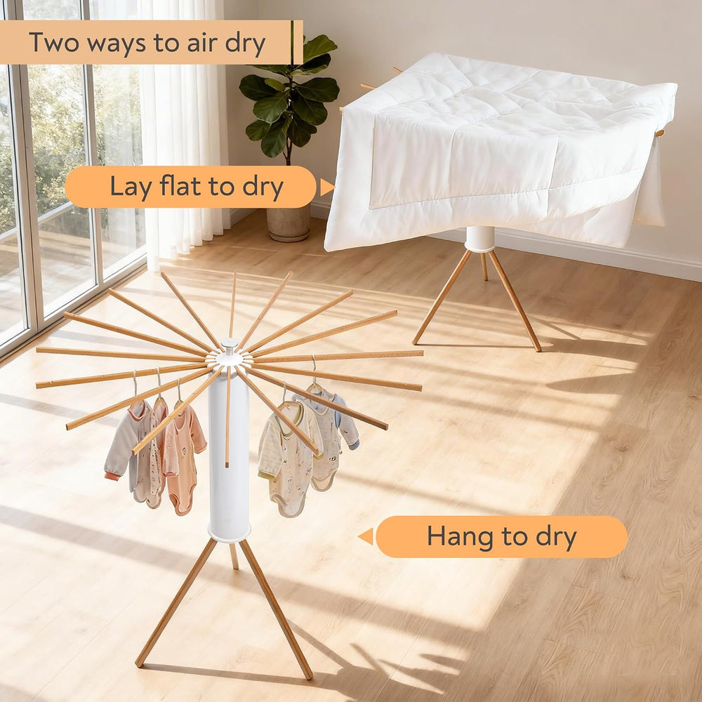 ZOFGENOW Clothes Drying Rack, Rotary Foldable Stand with 16 Arms, White