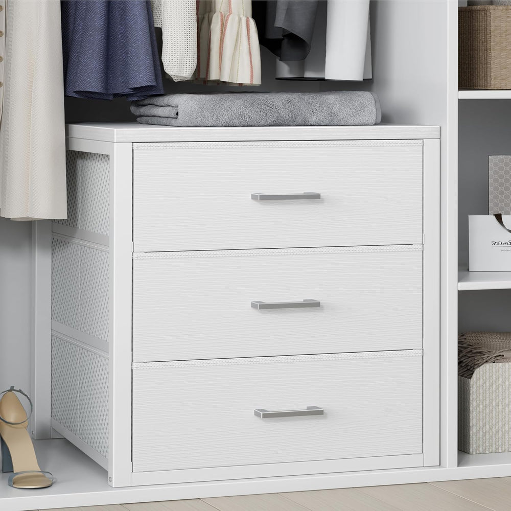BOLUO Closet Drawers White 3 Drawer Dresser for Closet Organizers and Storage...