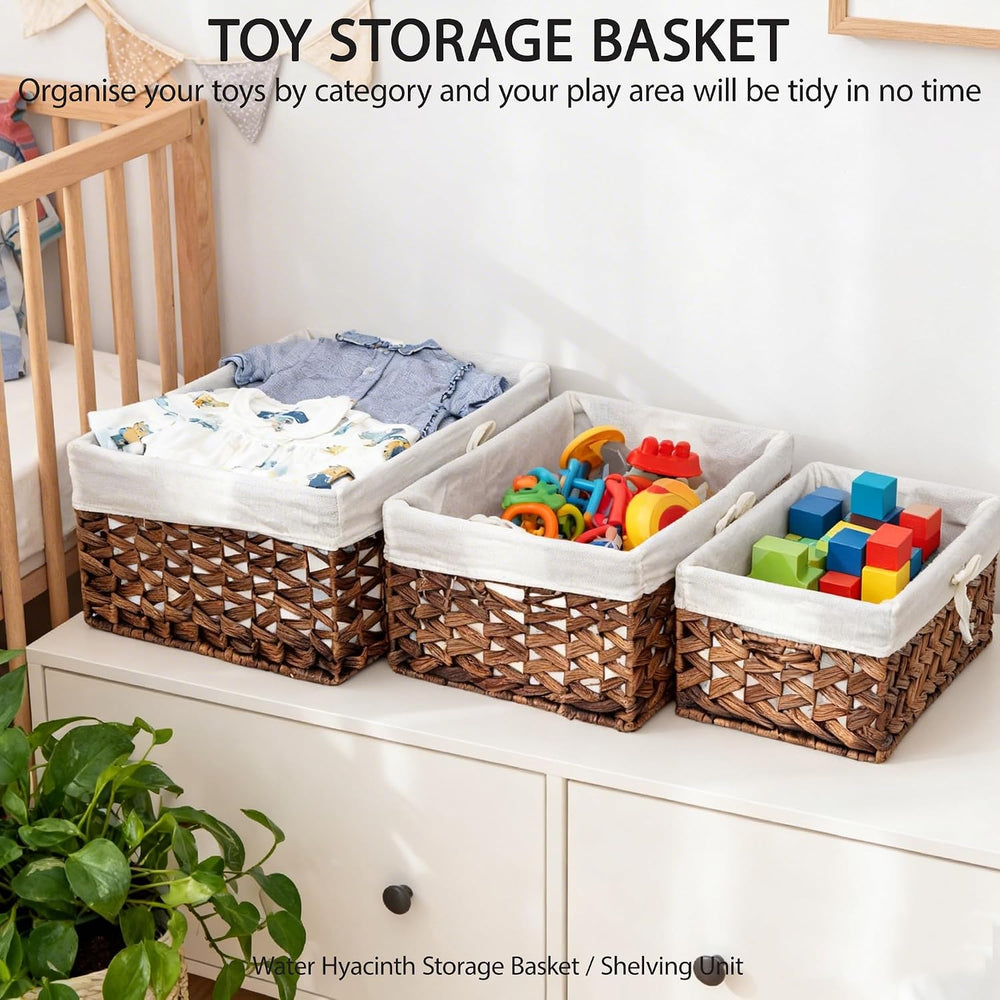 KINGWILLOW Wicker Basket Set of 3 with Removable Liner