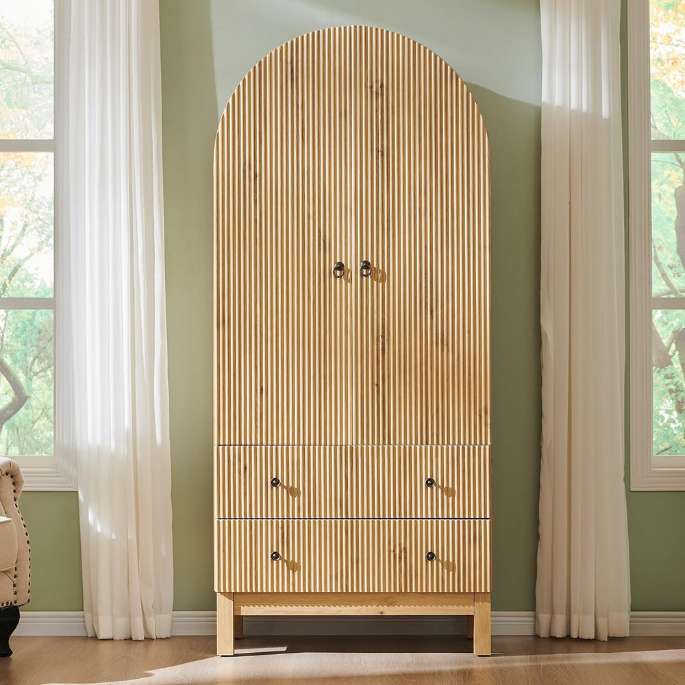 IFBUY 71" Tall Arched Bathroom Storage Cabinet, Modern Fluted Cabinet St...