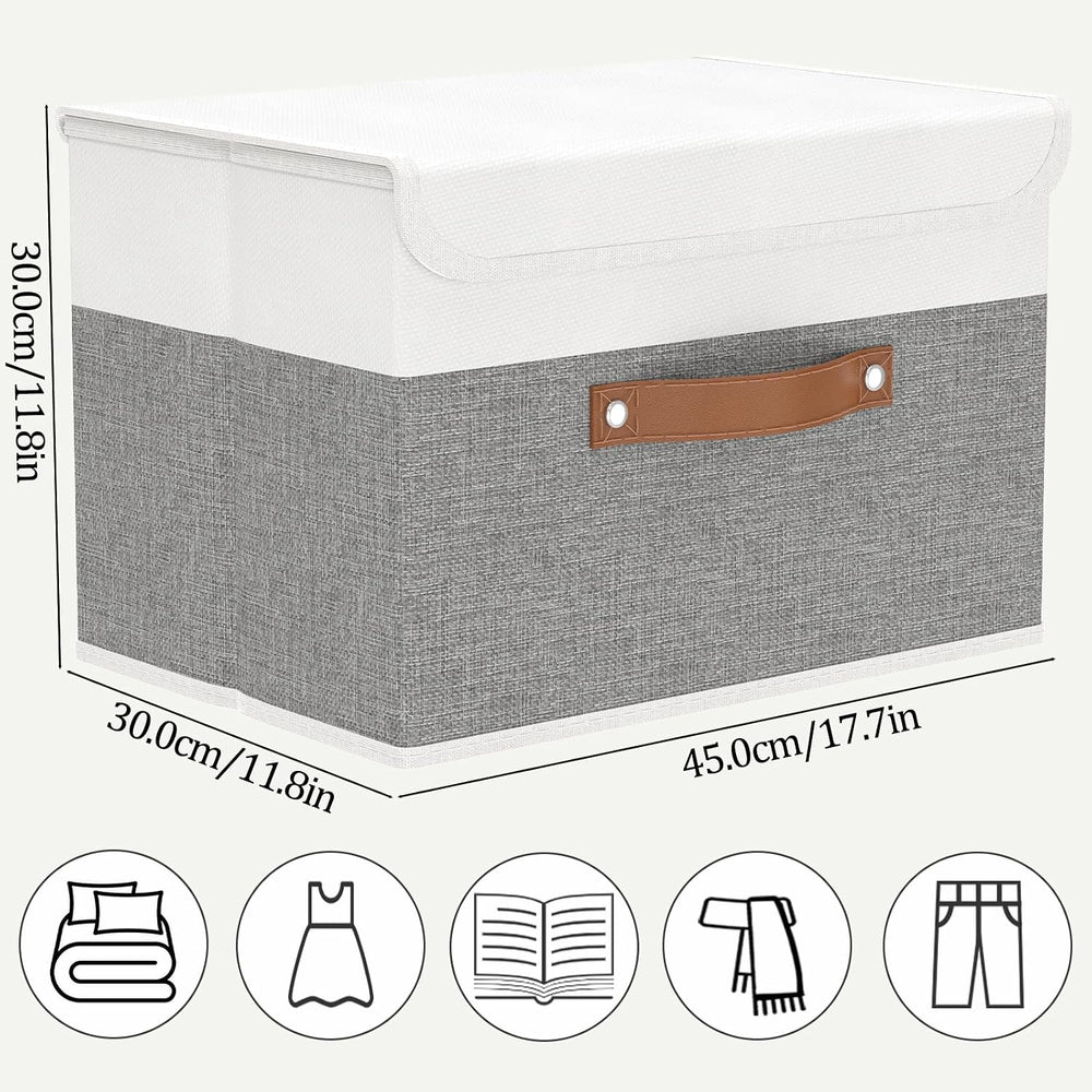 OUTBROS Storage Box with Lids, 17.7x11.8x11.8 inch (White/Grey, 3-Pack)