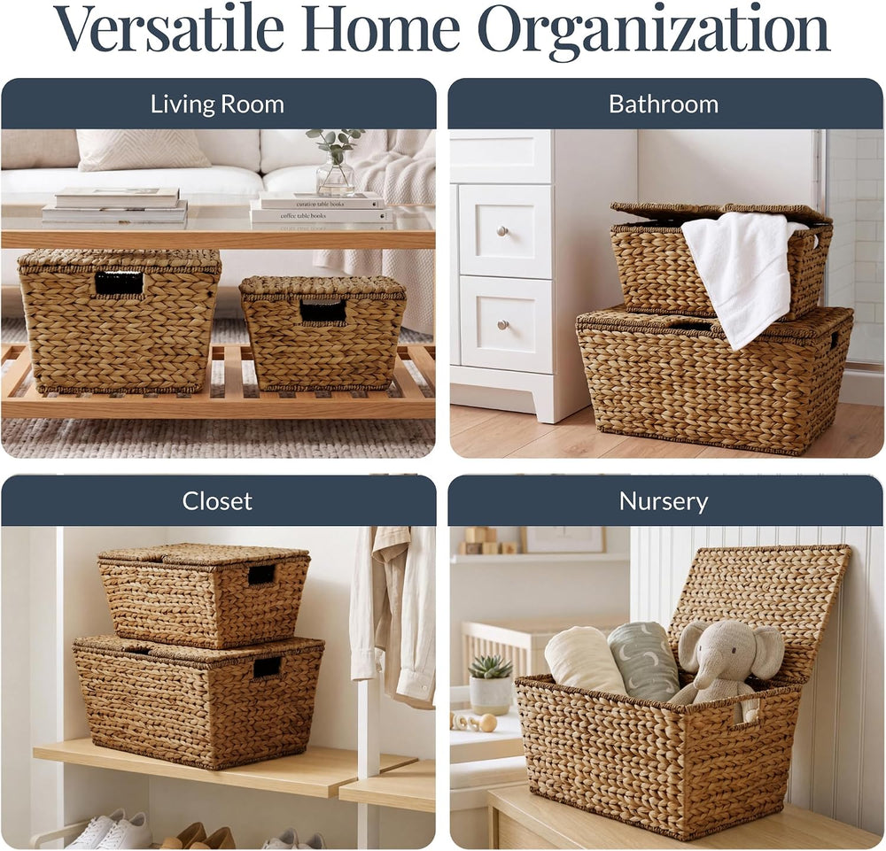 Best Choice Products Set of 2 X-Large & Medium Woven Storage Baskets W/Li...