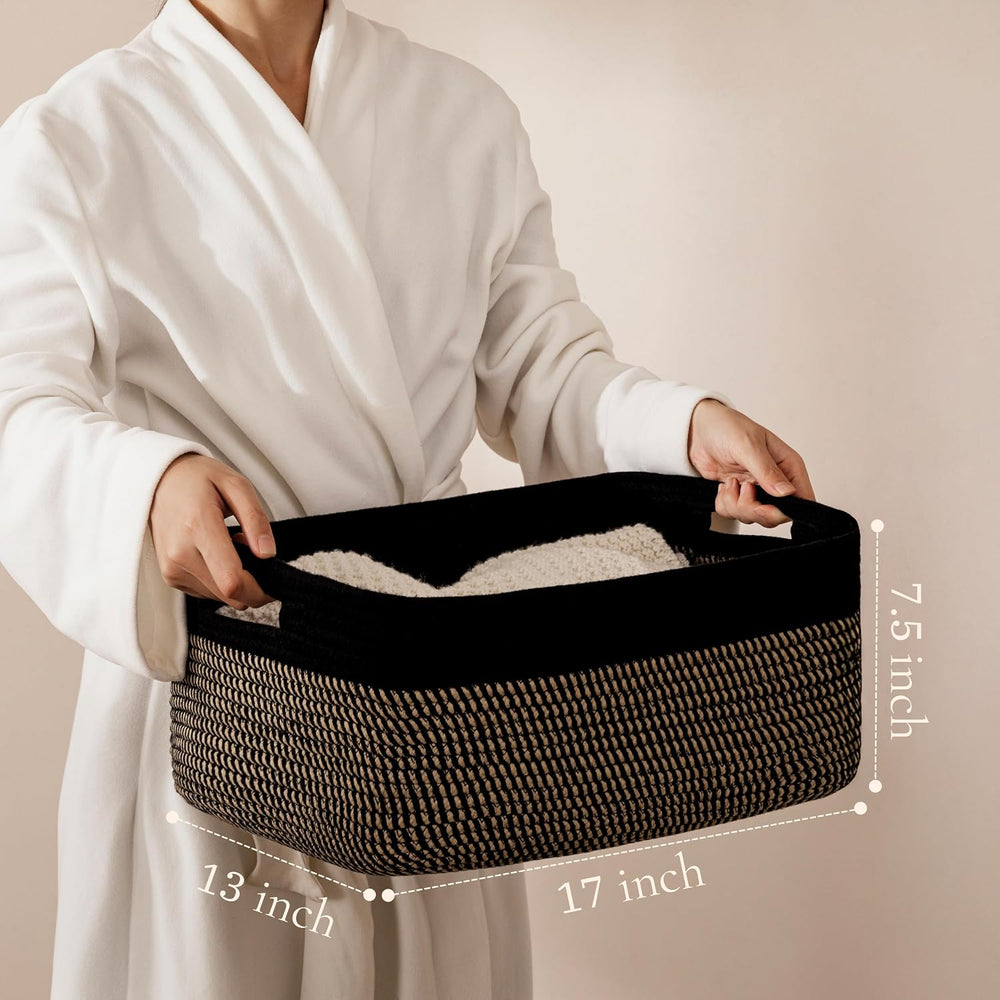 2 Pack Storage Baskets for Organizing, Large Woven Storage Basket, Black&...