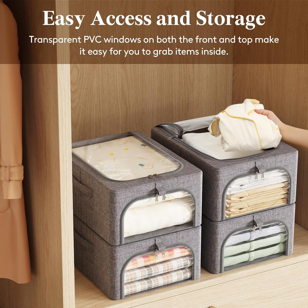 Lifewit 25L Clothes Storage Bins with Metal Frame for Closet, 6 Pack