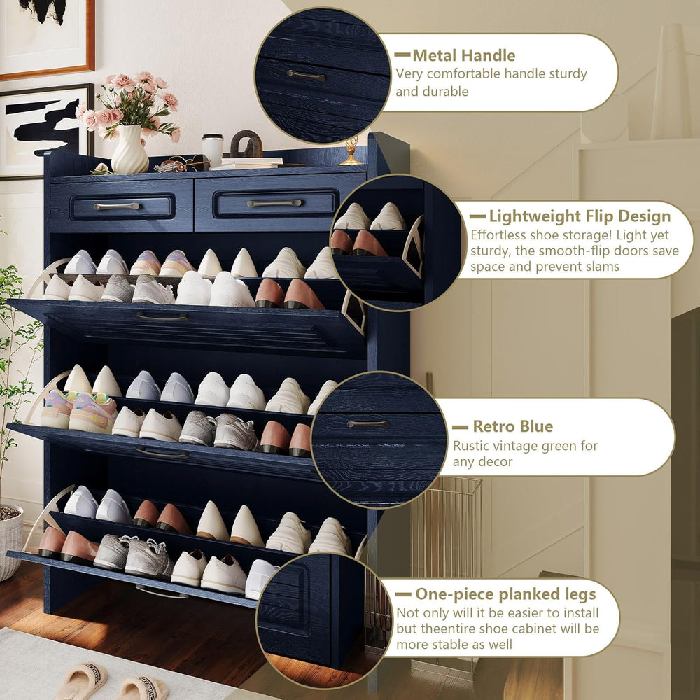 Shoe Cabinet for Entryway with 3 Flip Drawers & 2 Top Drawers