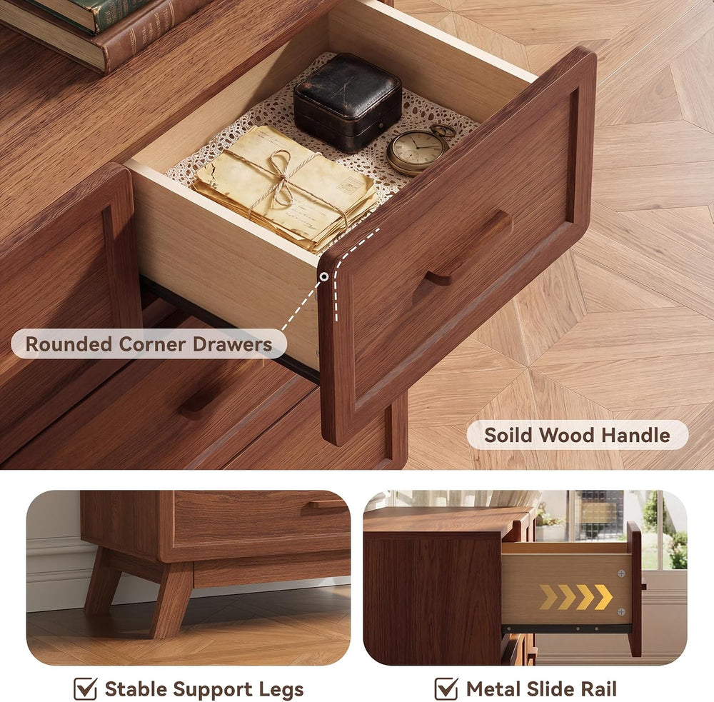 YANSNWO Walnut 7 Drawer Dresser for Bedroom, 47" Wide Chest of Drawers