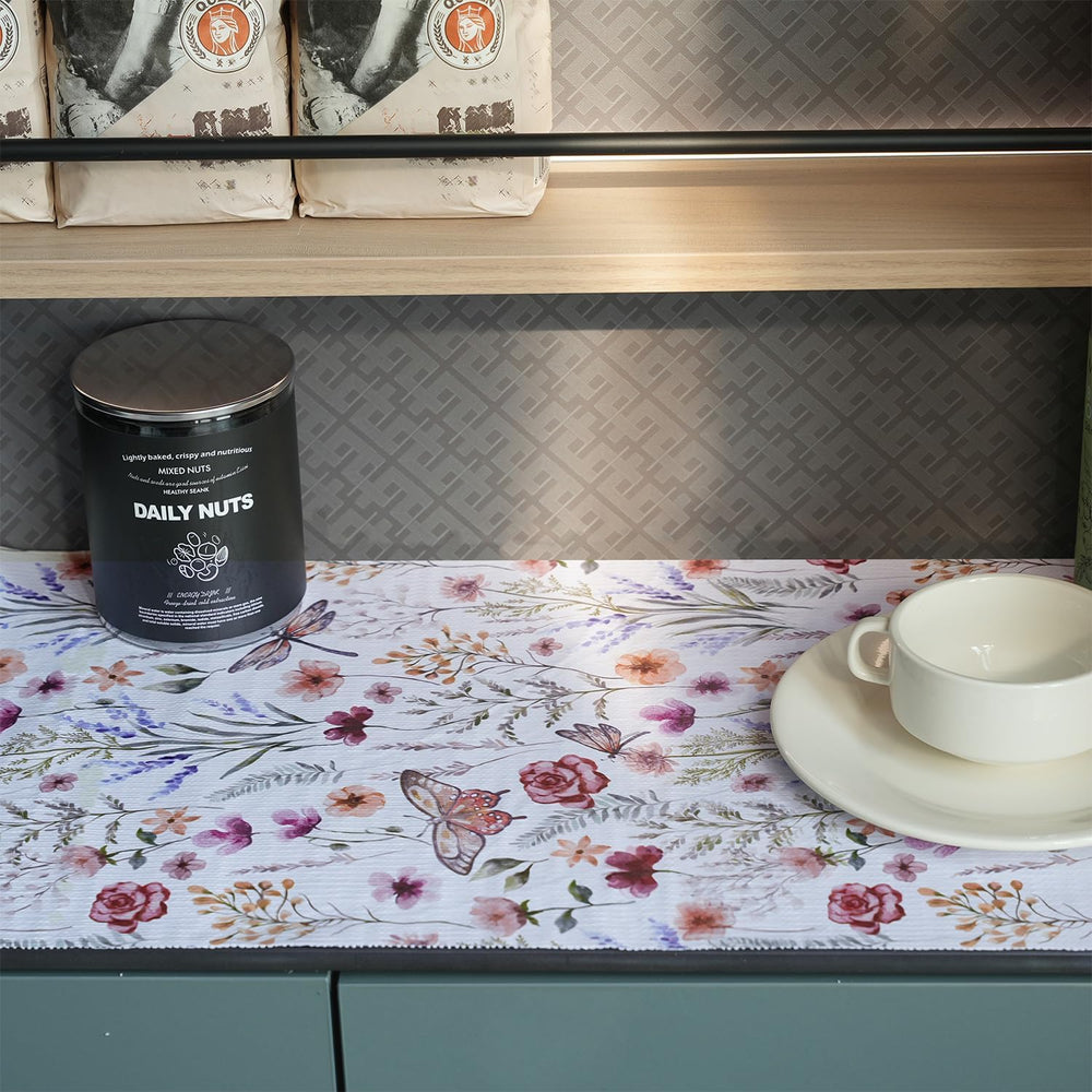 Floral Shelf and Drawer Liner for Kitchen Cabinets,24IN x 10FT