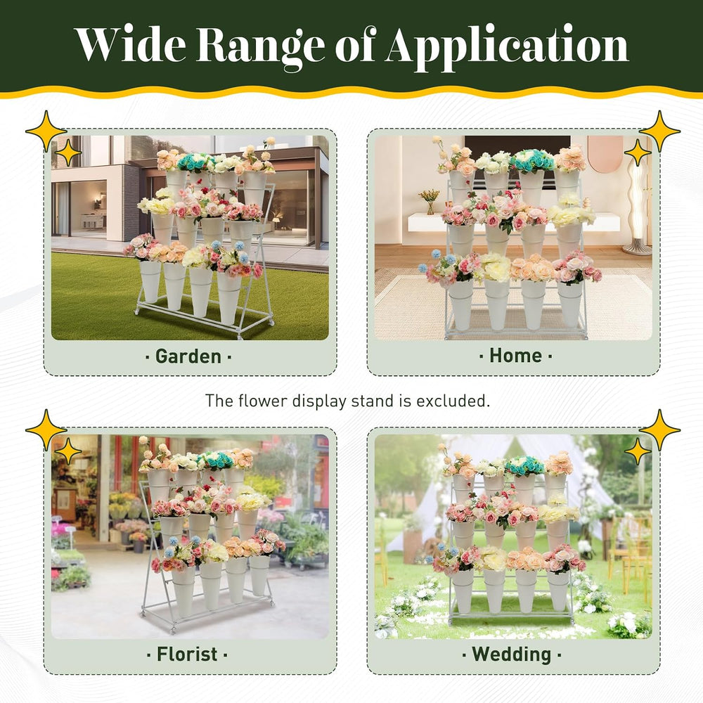 Flower Display Stand with 12 Buckets, Flower Container for Flower Bar, Heavy ...