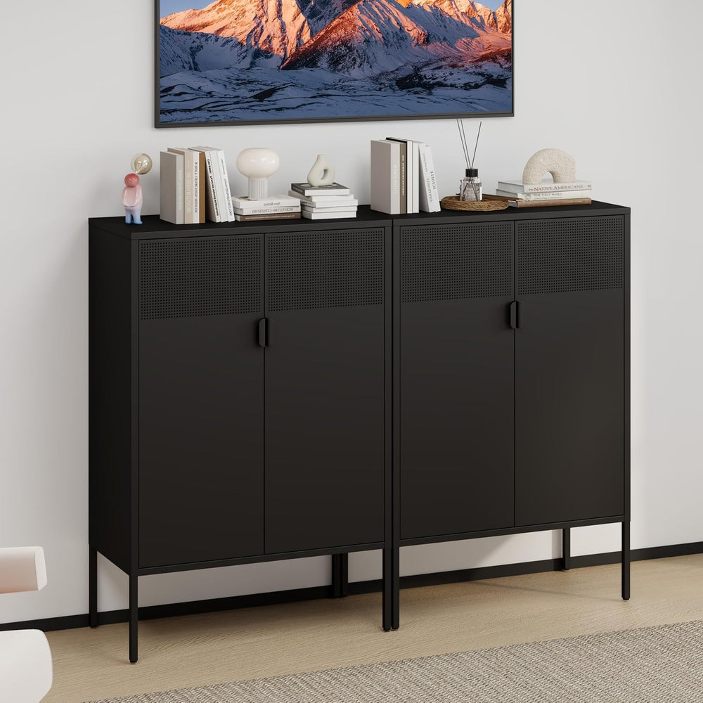 47" Black Metal Storage Cabinet Office Storage Multipurpose Cabinets