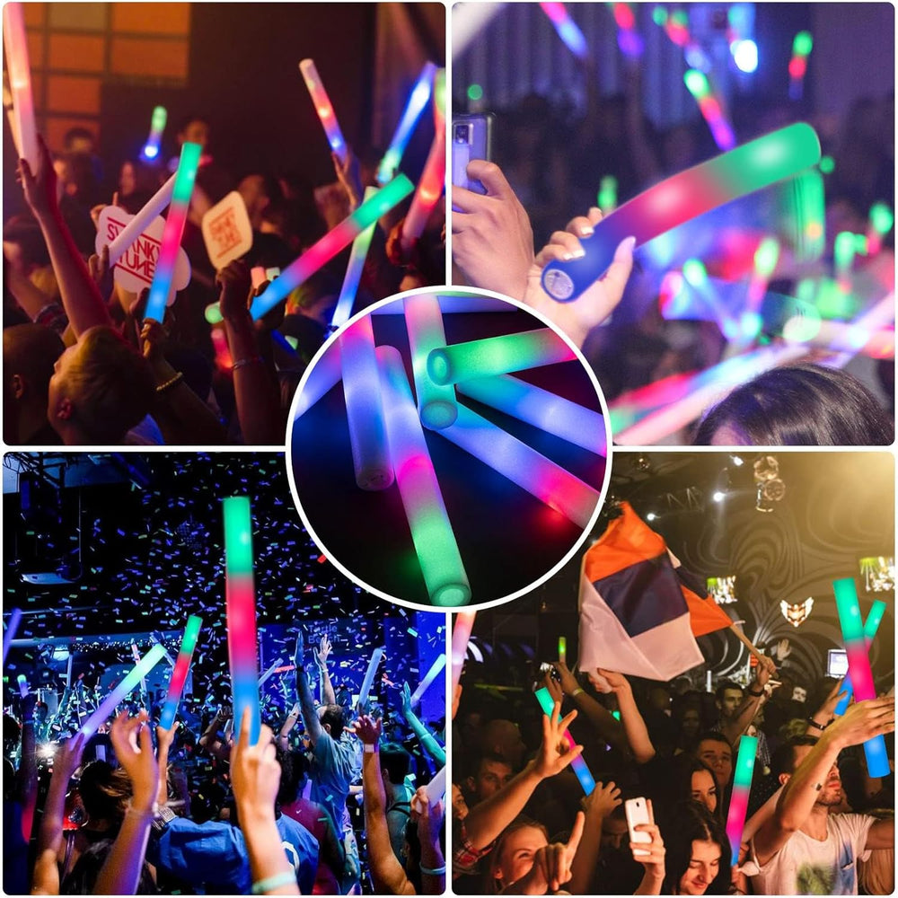 SHQDD 46PCS Foam Glow Sticks, Foam Light Up Sticks with 3 Modes Colorful Flas...