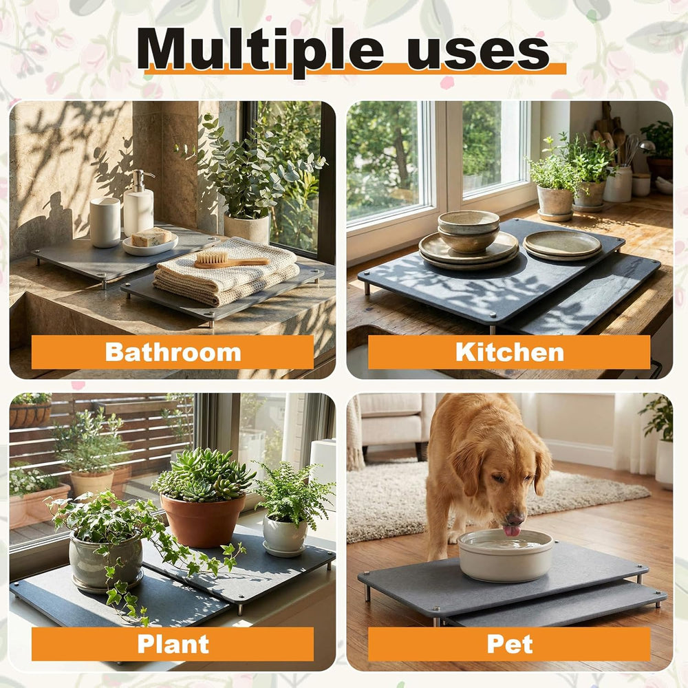 2 Tiers 24"x16" & 20"x16" Large Stone Dish Drying Mat...