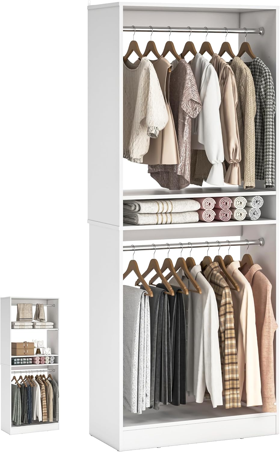 Unikito 25" Closet System with Hanging Rods, Adjustable Closet Organizer