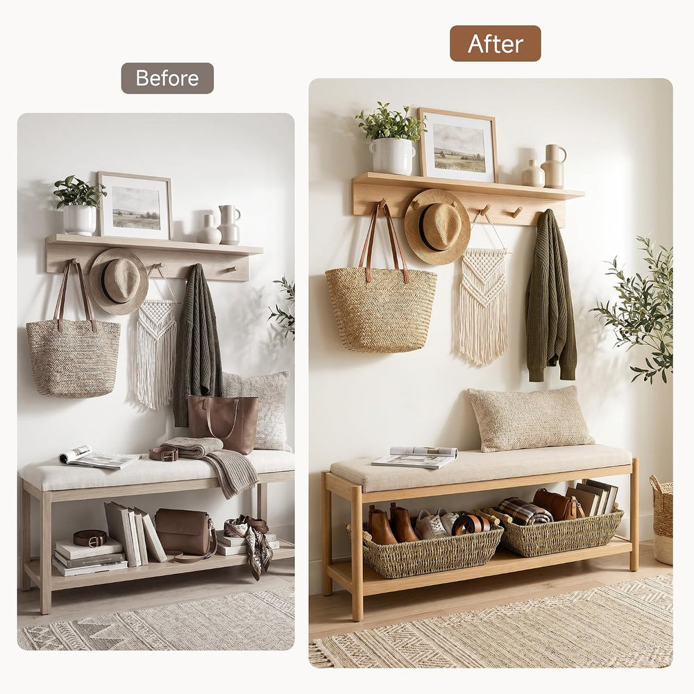 StorageWorks Hand-Woven Jumbo Storage Baskets with Wooden Handles, Seagrass W...