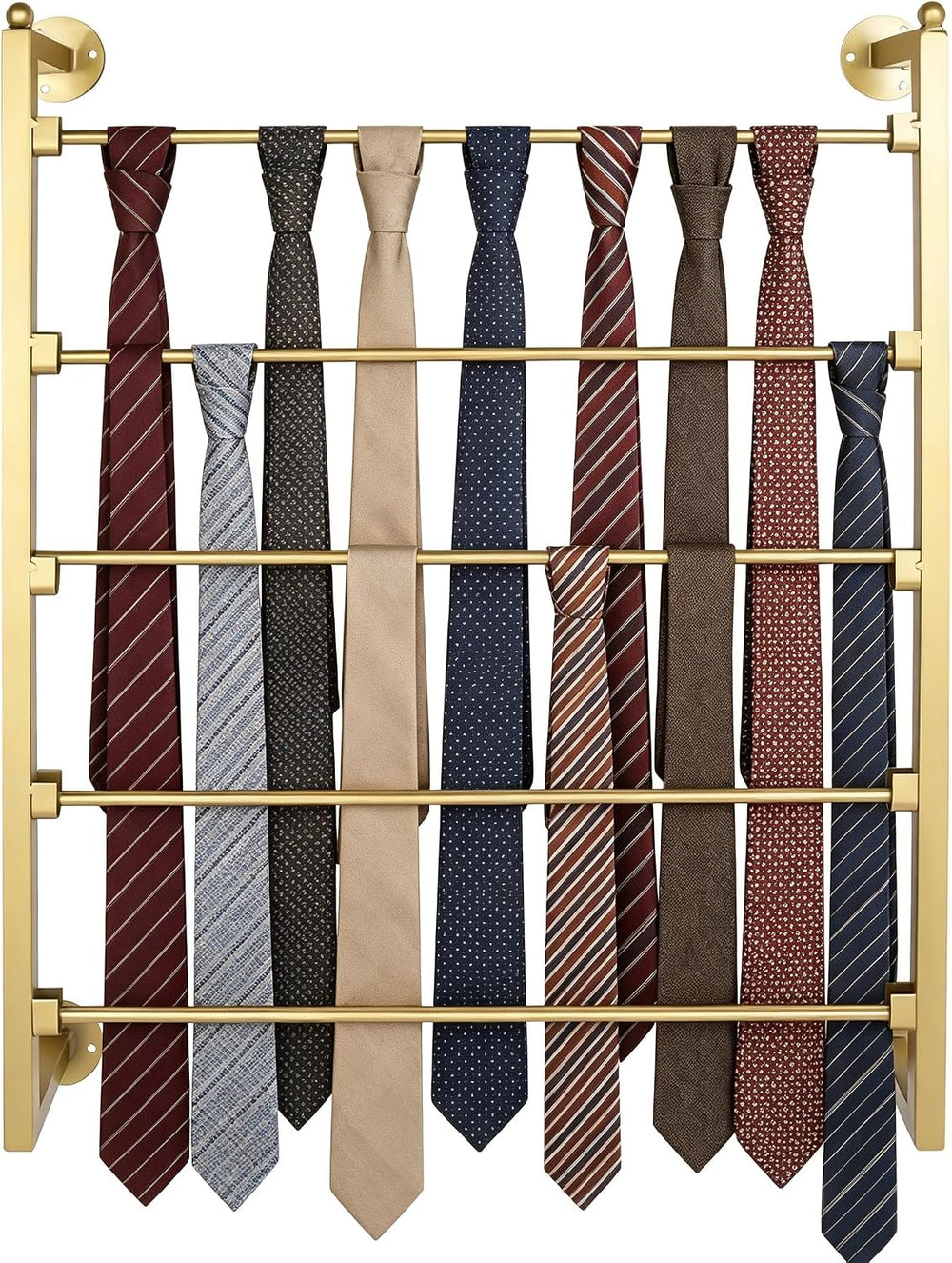 5 Tier Wall Mounted Tie Rack Scarf Display Stand Belt Pants Hangers Scarves H...