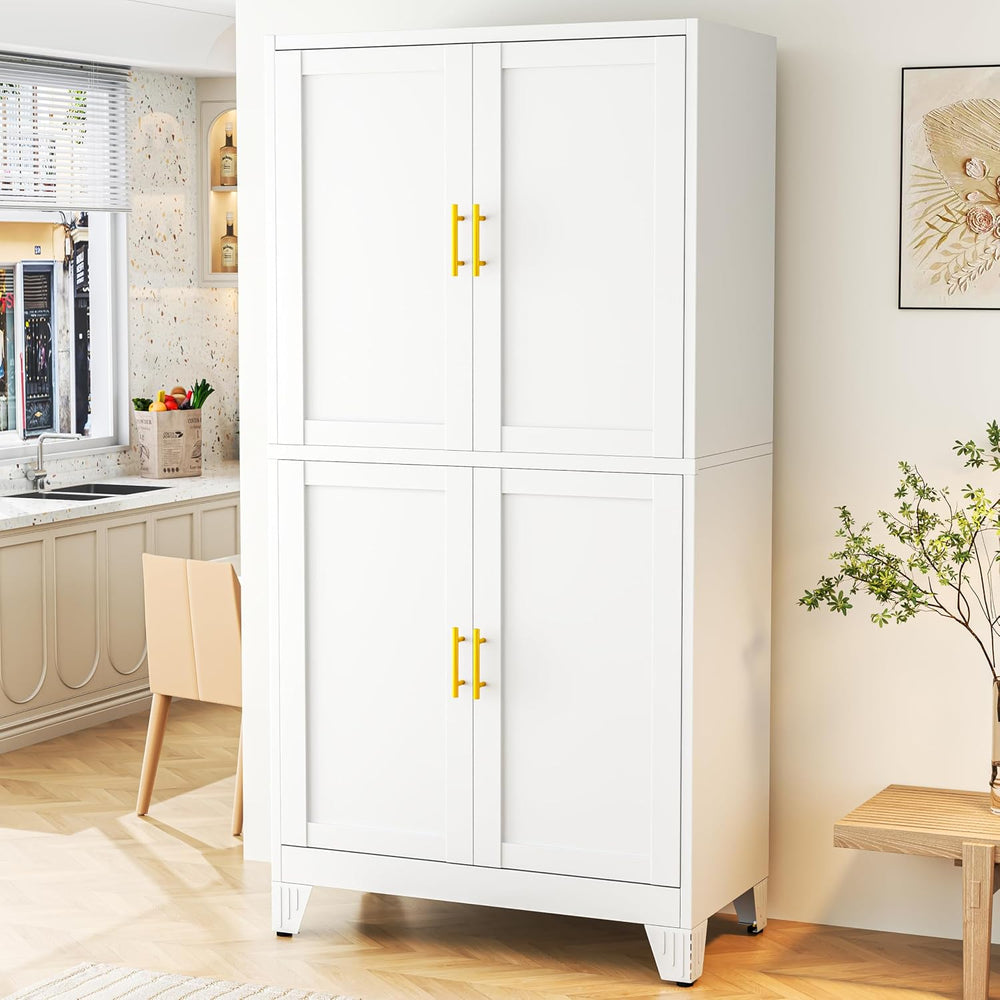 79'' Metal Pantry Storage Cabinet with 4 Door and Adjustable Shelves