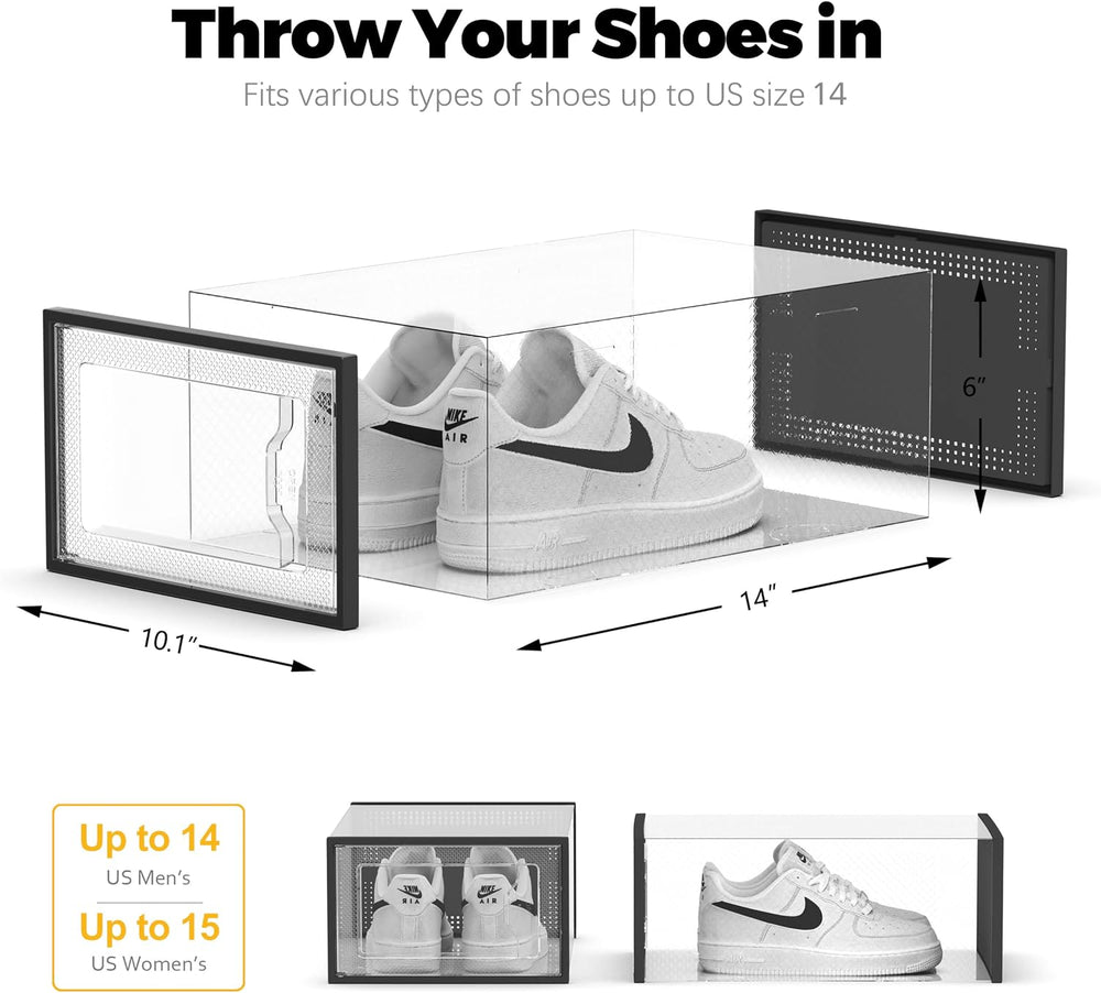 SEE SRPING XX-Large Shoe Storage Box Fit Size 14, Clear Plastic Stackable Sho...