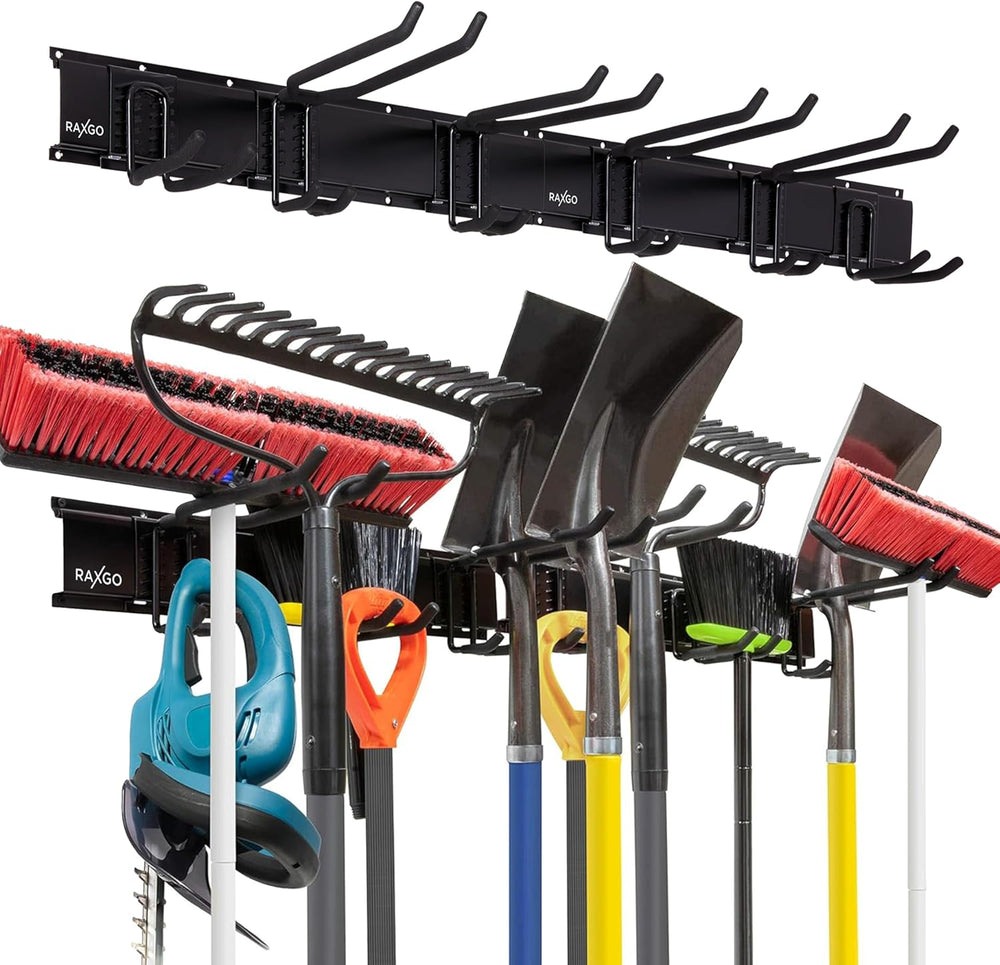 Tool Storage Rack, 8 Piece Garage Organizer, Metal, Wall mounted, Holder for ...