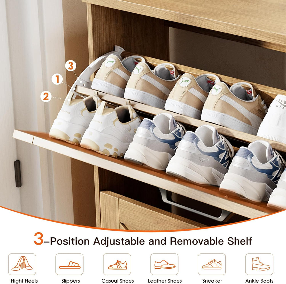 Nicetree 3-Drawer Flip Shoe Storage Tower – Slim-Profile Freestanding Rack wi...