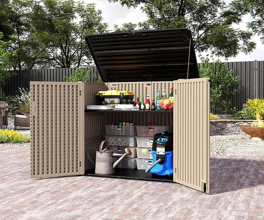 HOMSPARK Storage Shed Weather Resistance, Multi-Purpose Outdoor Storage Cabin...