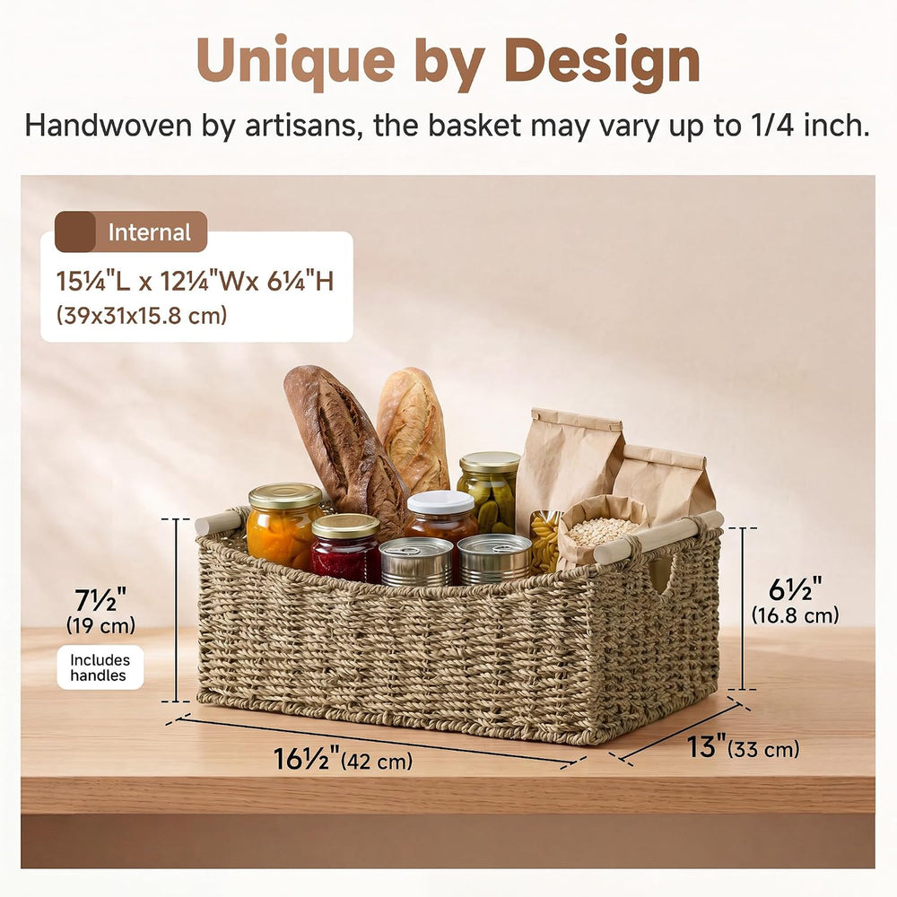 StorageWorks Large Wicker Baskets with Handles, Seagrass Basket, 1-Pack