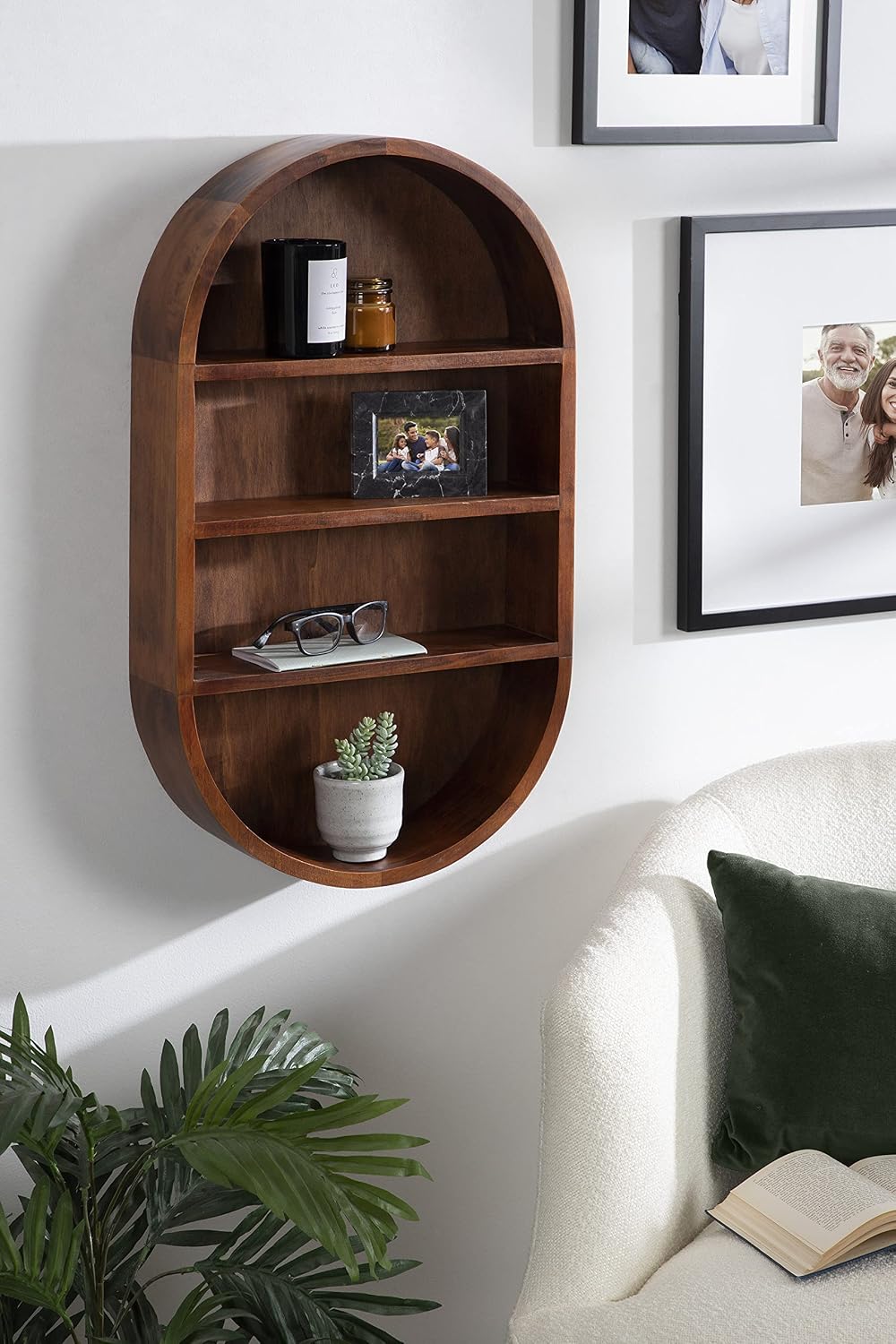 Kate and Laurel Hutton Midcentury Capsule Wall Shelf; 16 x 28; Walnut Brown; ...