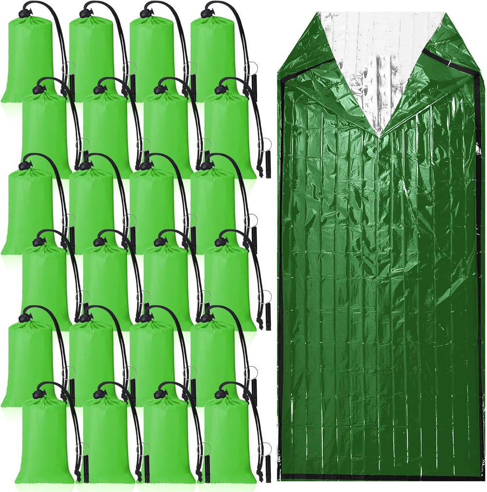 Qunclay 24 Set Emergency Sleeping Bag Survival Bivvy Sack Whistles