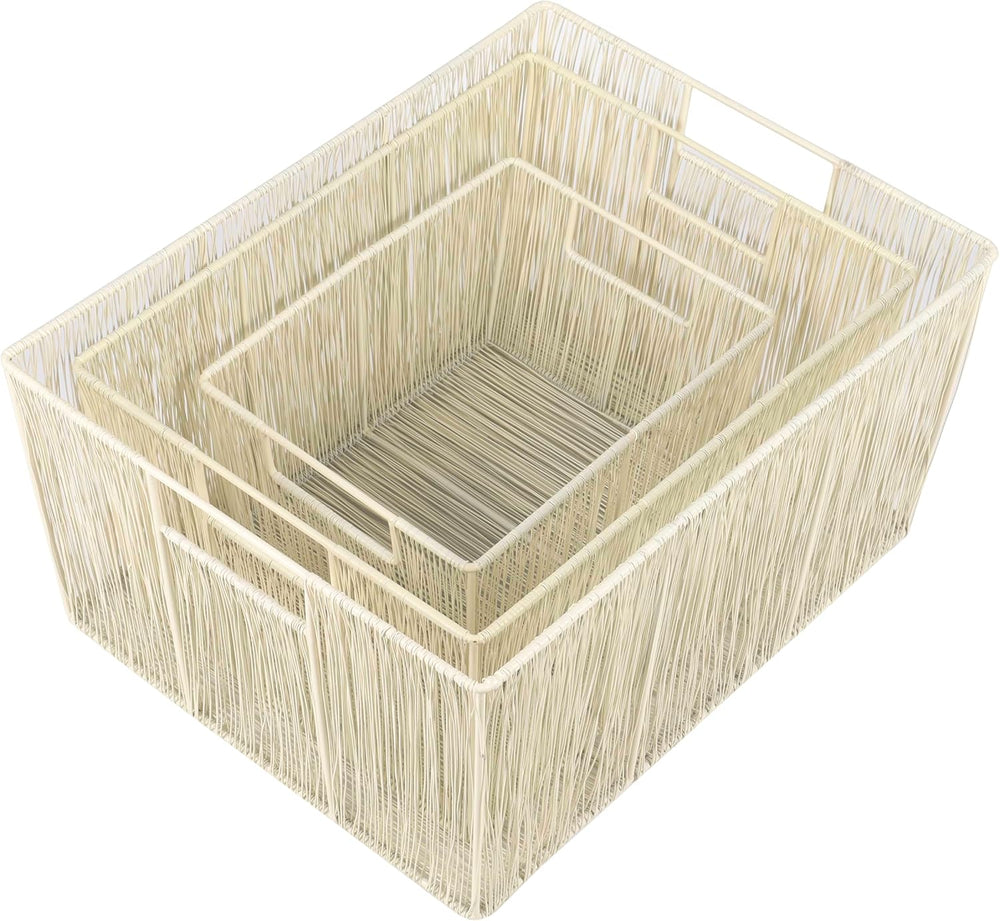 happimess Sutton 6-Piece Nesting Mild Steel Storage Baskets 16", Almond