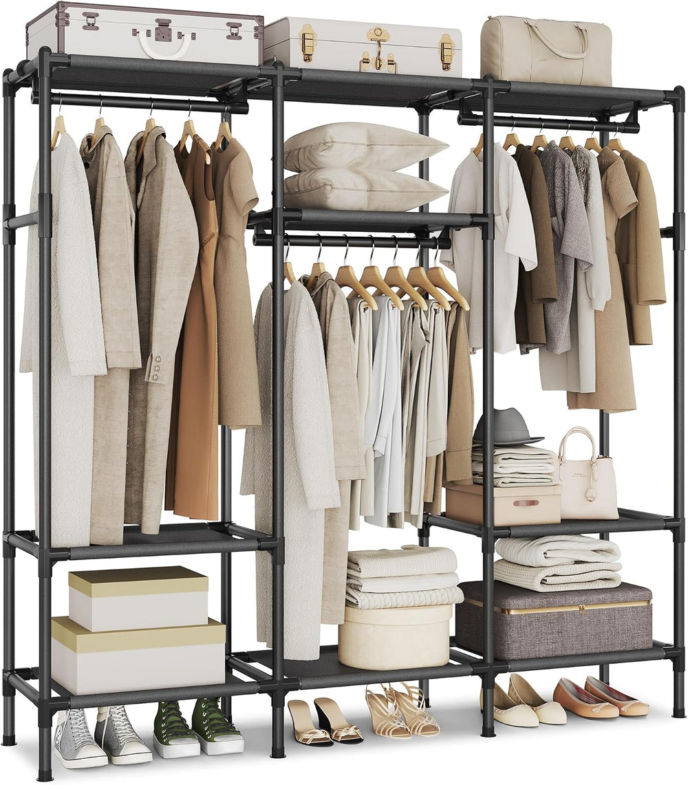 SONGMICS Clothes Rack, Heavy-Duty Wardrobe Closet Organizer