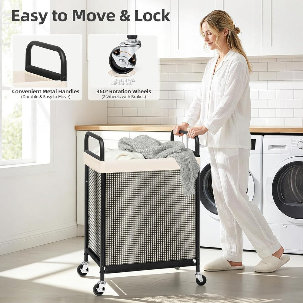 STORAGE MANIAC Rolling Laundry Hamper with Wheels 1-Section Laundry Sorter Ro...