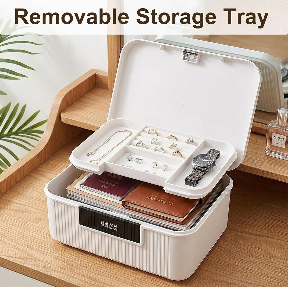 RUIAN Lockable Storage Container Bin, 2.3 Gallon Security Portable Combinatio...