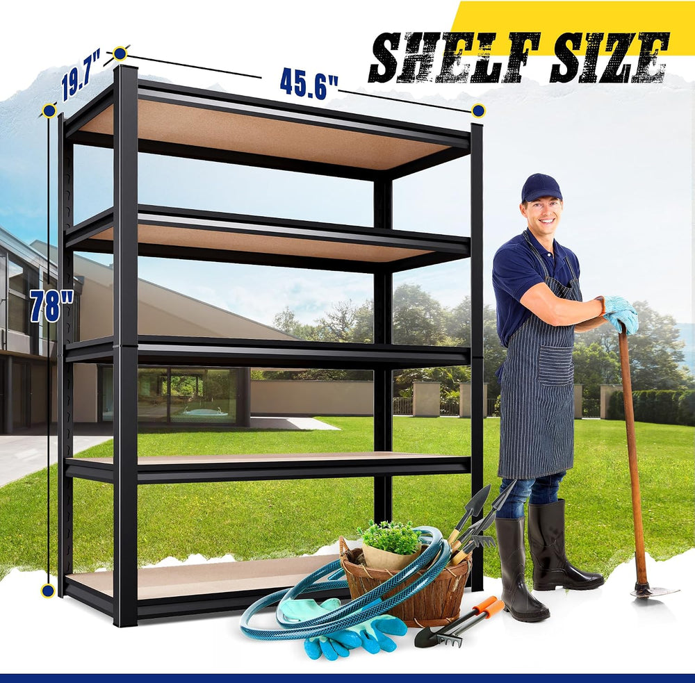 3 Pack Garage Shelving Unit, Heavy Duty Metal Storage Shelves, 78" H x 4...