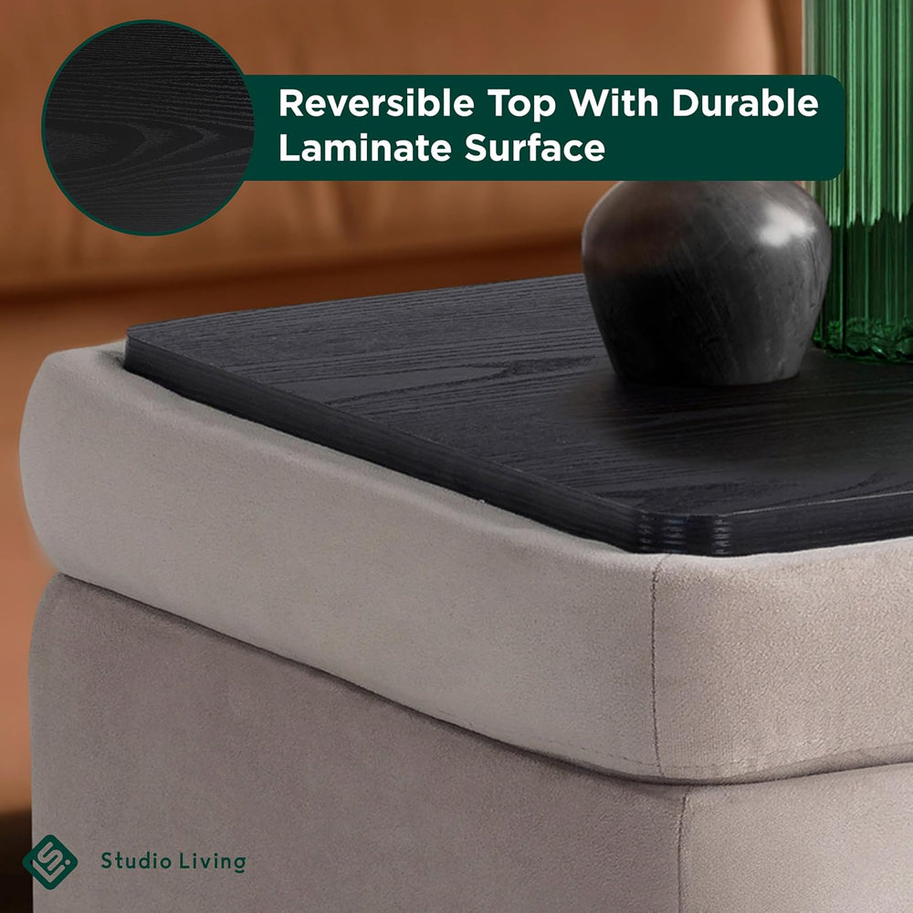 Studio Living® Connor 24" Small Storage Ottoman, Modern Boho, Matte Blac...