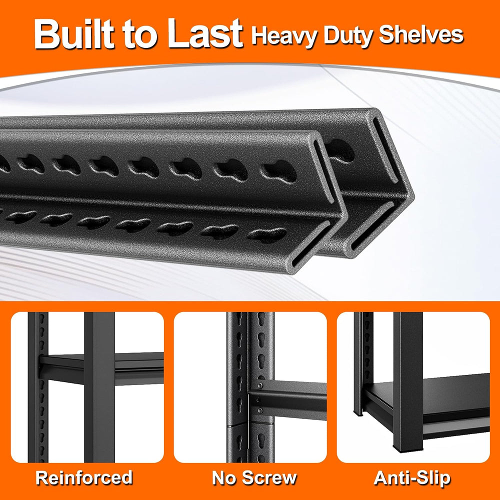 Metal Storage Garage Shelving - 48" W x 16" D x 39" H Black