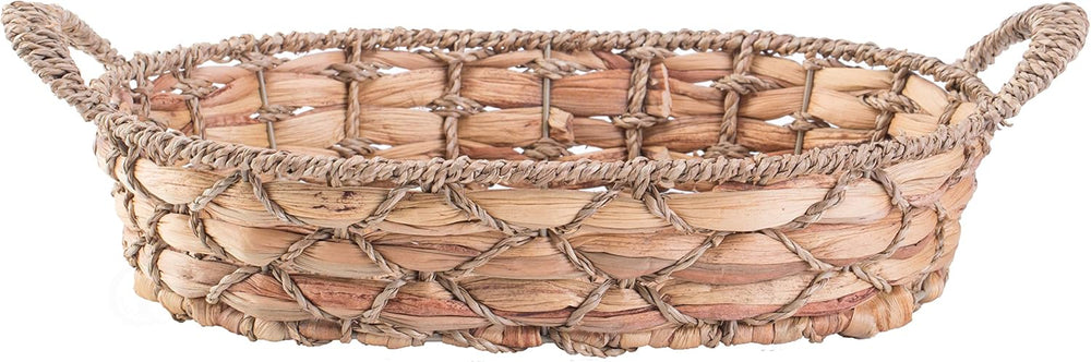 Vintiquewise Seagrass Fruit Bread Basket Tray with Handles (Set of 4 Medium)