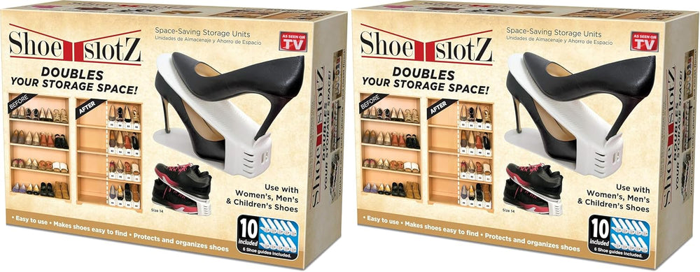 Shoe Slotz Space-Saving Storage Units in Ivory | As Seen on TV | No Assembly ...