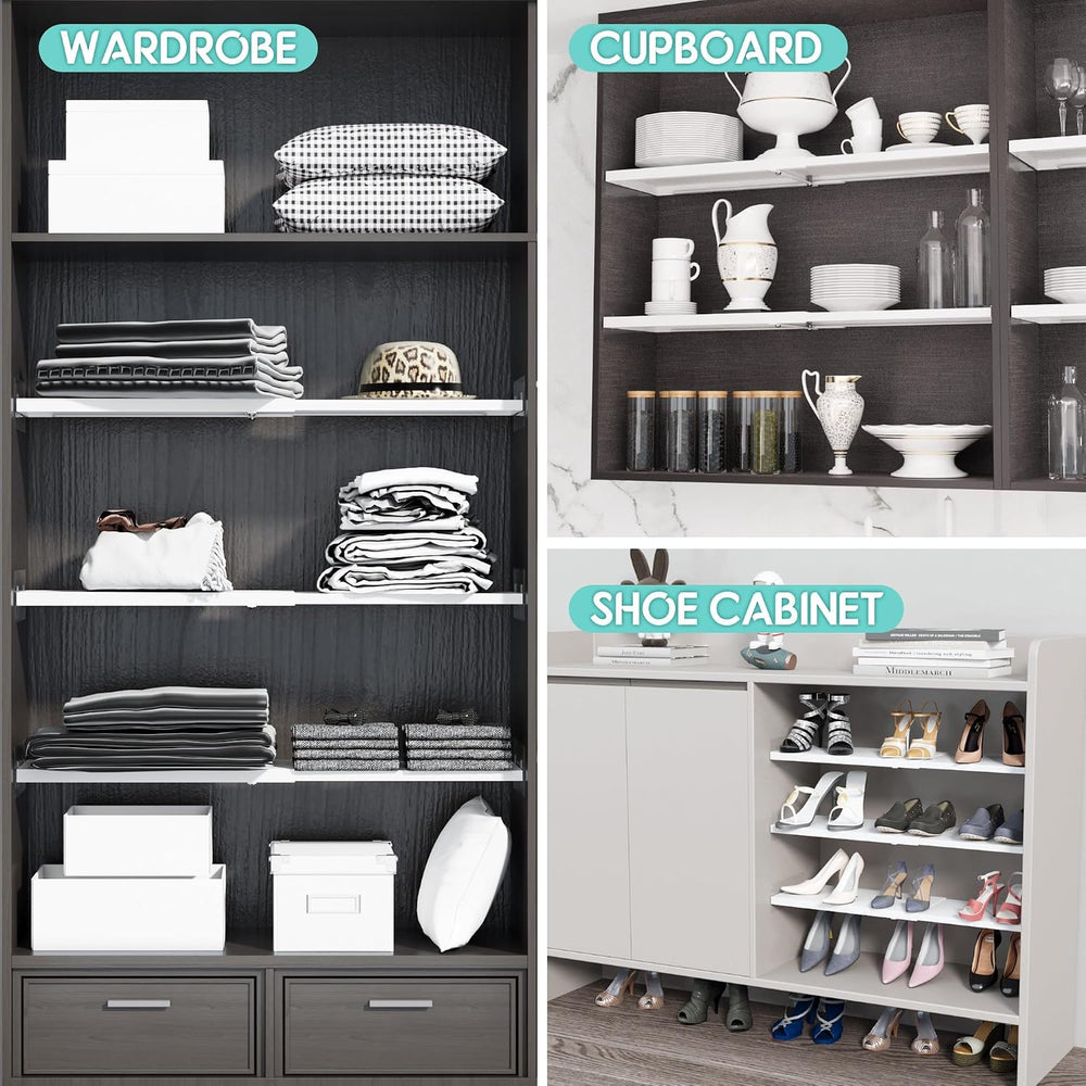 2Pcs Expandable Closet Tension Shelves Organizer, 17"~31.5"L x 11.8...