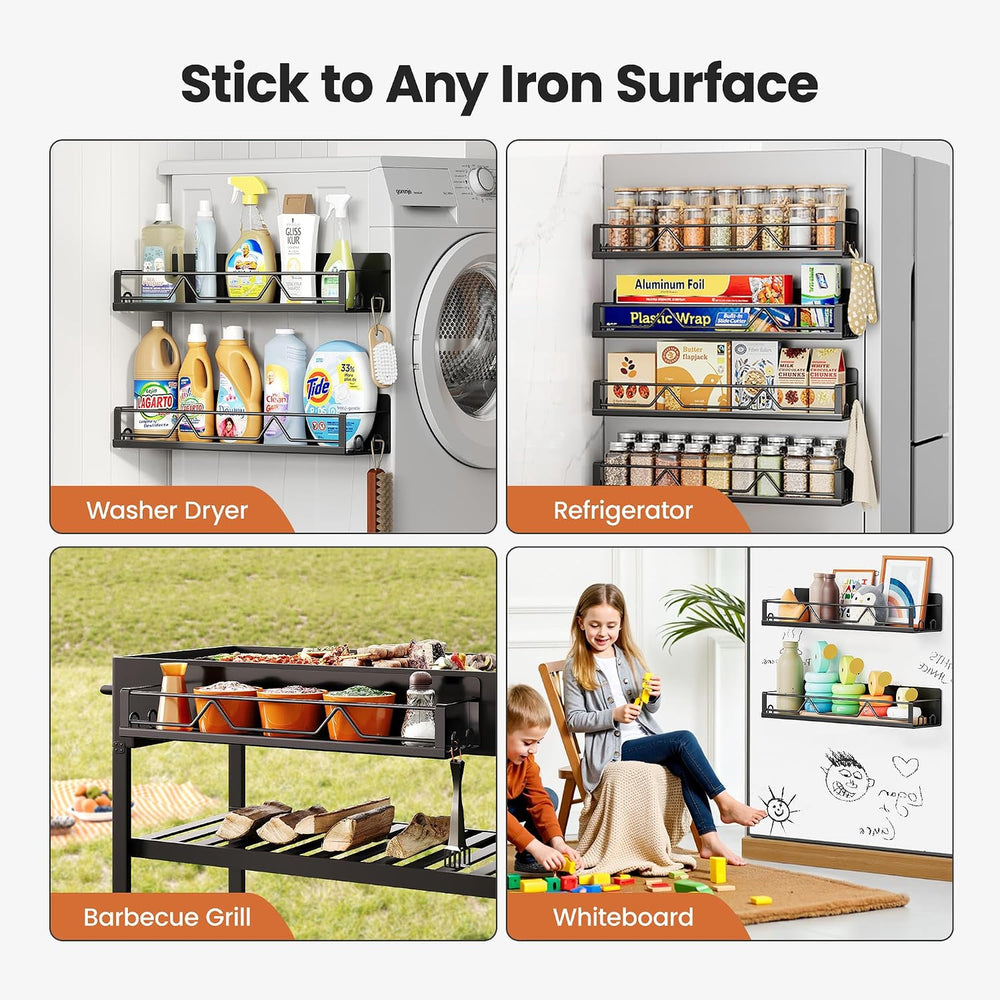 Mystozer 16.9 Inch Wide Large Capacity Magnetic Spice Rack for Refrigerator,4...